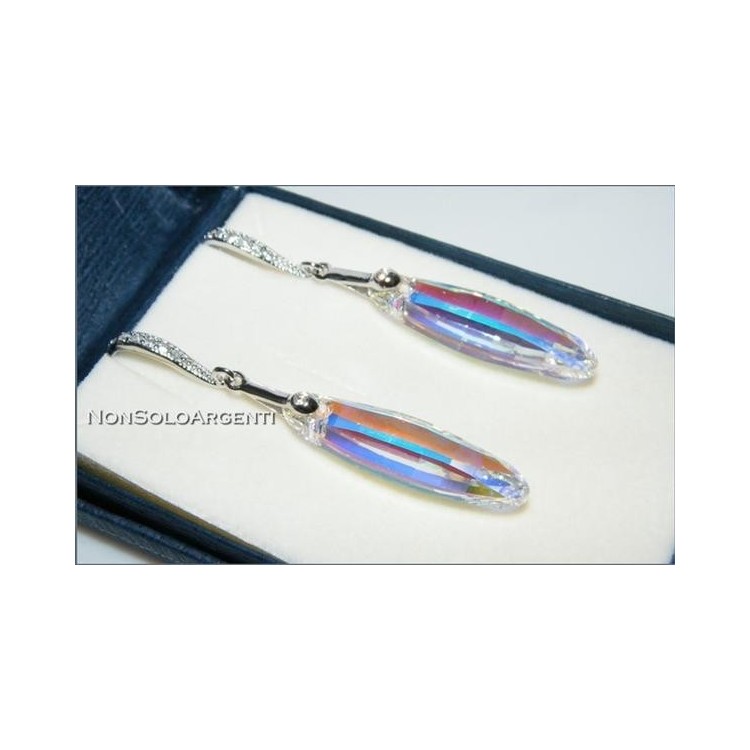 NSA|Orecchini Argento 925 con Swarovski Element Ellipse da 32 bianco AB e zirconi