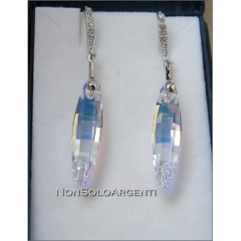 NSA|Orecchini Argento 925 con Swarovski Element Ellipse da 32 bianco AB e zirconi