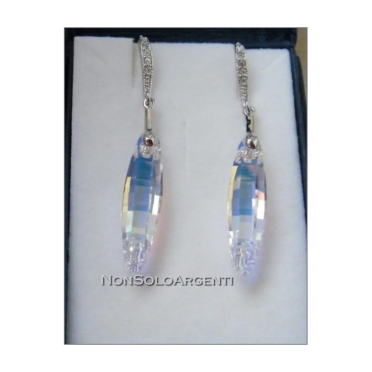 NSA|Orecchini Argento 925 con Swarovski Element Ellipse da 32 bianco AB e zirconi