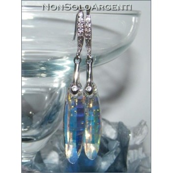 NSA|Orecchini Argento 925 con Swarovski Element Ellipse da 32 bianco AB e zirconi