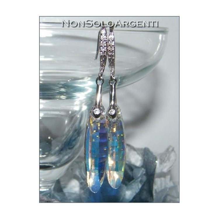 NSA|Orecchini Argento 925 con Swarovski Element Ellipse da 32 bianco AB e zirconi