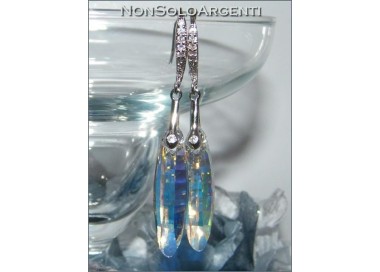 NSA|Orecchini Argento 925 con Swarovski Element Ellipse da 32 bianco AB e zirconi