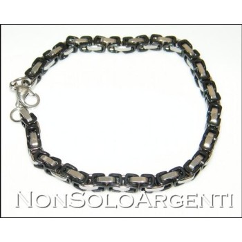 NSA|Bracciale Braccialetto Uomo o Unisex Acciaio Cromato e nero