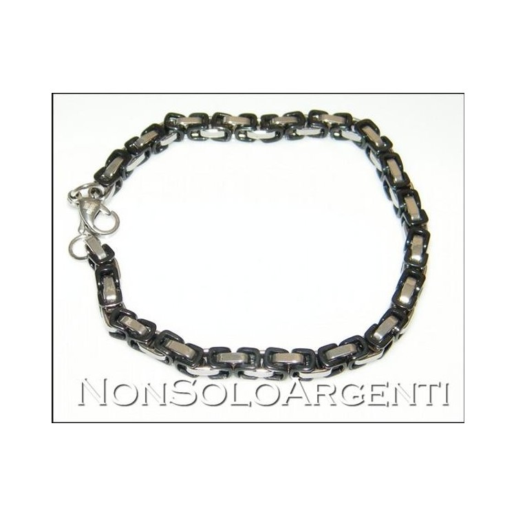 NSA|Bracciale Braccialetto Uomo o Unisex Acciaio Cromato e nero