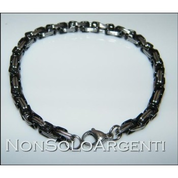 NSA|Bracciale Braccialetto Uomo o Unisex Acciaio Cromato e nero