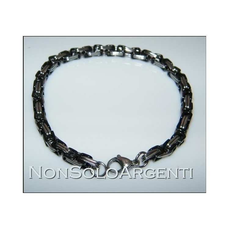 NSA|Bracciale Braccialetto Uomo o Unisex Acciaio Cromato e nero