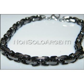 NSA|Bracciale Braccialetto Uomo o Unisex Acciaio Cromato e nero