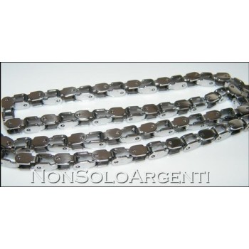 NSA|Acciaio : Collana uomo / donna Stainless Steel silver argentata maglia squadrata