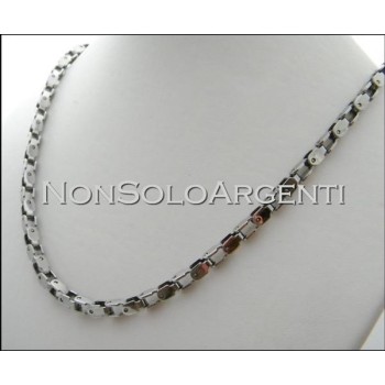 NSA|Acciaio : Collana uomo / donna Stainless Steel silver argentata maglia squadrata