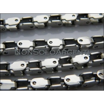 NSA|Acciaio : Collana uomo / donna Stainless Steel silver argentata maglia squadrata
