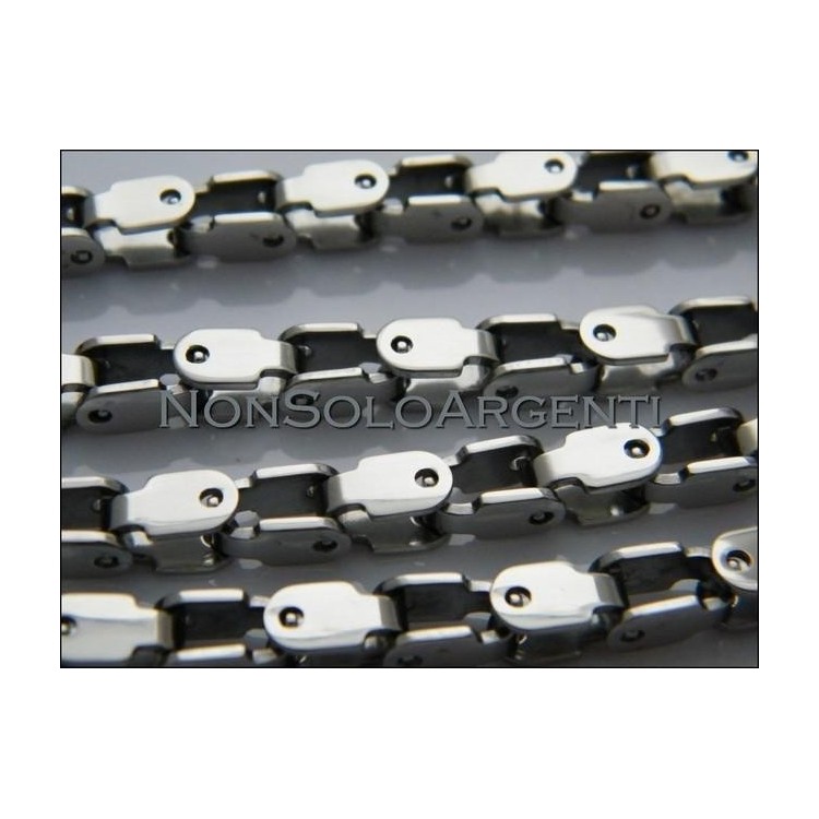 NSA|Acciaio : Collana uomo / donna Stainless Steel silver argentata maglia squadrata