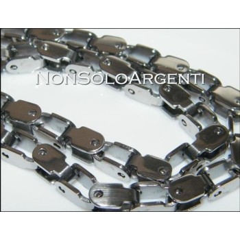 NSA|Acciaio : Collana uomo / donna Stainless Steel silver argentata maglia squadrata