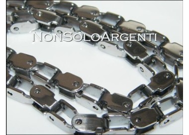NSA|Acciaio : Collana uomo / donna Stainless Steel silver argentata maglia squadrata