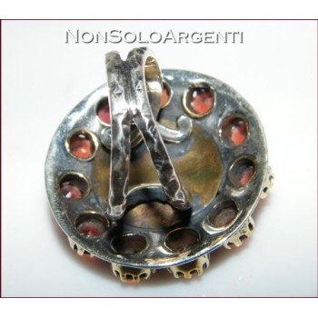 NSA|Argento 925 : Anello toppa rosone tondo con parti lam oro