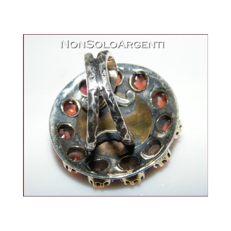 NSA|Argento 925 : Anello toppa rosone tondo con parti lam oro
