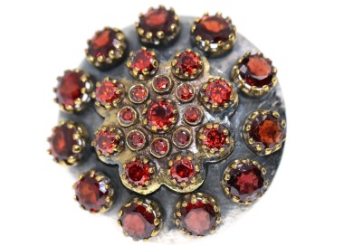 NSA|Argento 925 : Anello toppa rosone tondo con parti lam oro,granato e cristallo idrotermale REGOLABILE