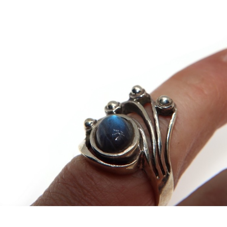 NSA|Anello etnico donna argento 925 con ricciolo di Labradorite misura 17