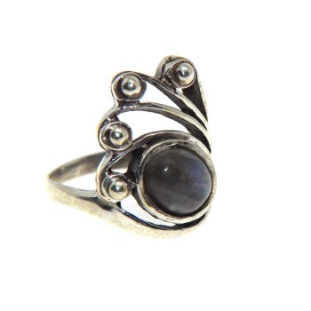 NSA|Anello etnico donna argento 925 con ricciolo di Labradorite misura 17