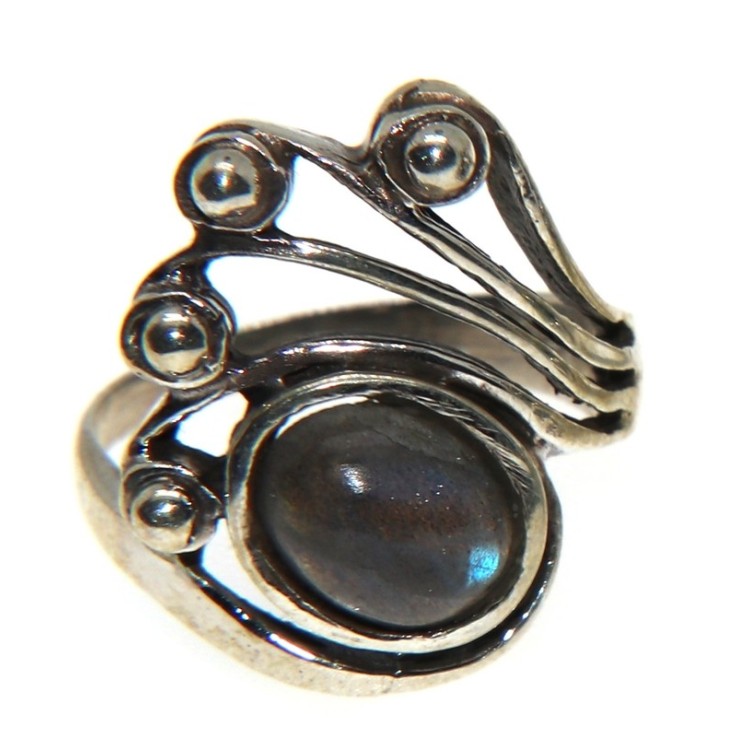 NSA|Argento 925 : Anello ricciolo con Labradorite 17