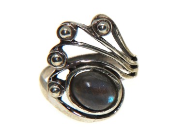 NSA|Anello etnico donna argento 925 con ricciolo di Labradorite misura 17