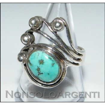 NSA|Argento 925 : Anello ricciolo con Turchese 15