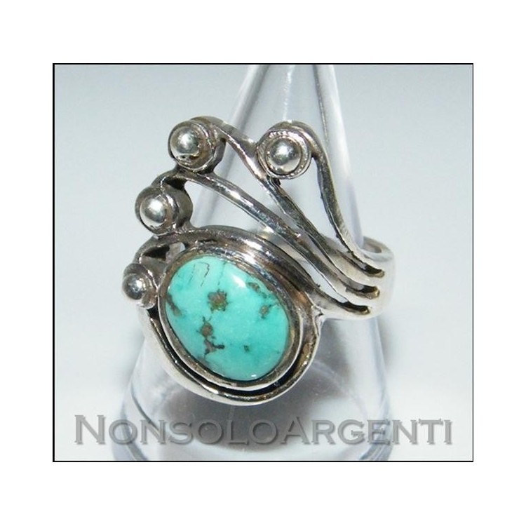 NSA|Argento 925 : Anello ricciolo con Turchese 15