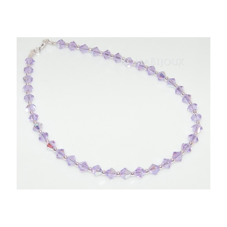 NSA|Bracciale Argento 925 Con Swarovski Bicono VIOLET AB Violetto varie misure
