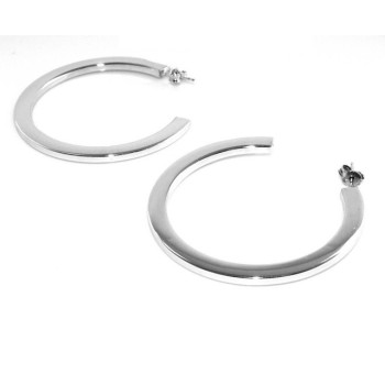NSA|Earrings Silver 925 ITALIAN HOOP looking shiny with pin and butterfly in 2 sizes