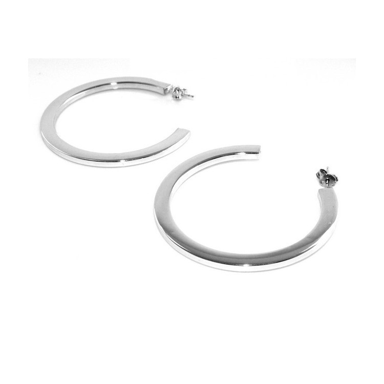 NSA|Earrings Silver 925 ITALIAN HOOP looking shiny with pin and butterfly in 2 sizes