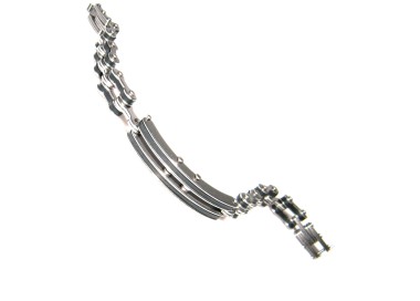 NSA|Chromed steel man bracelet with black inserts for men's motorcycle chain