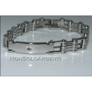 NSA|Chromed steel plate and zircon bracelet for men