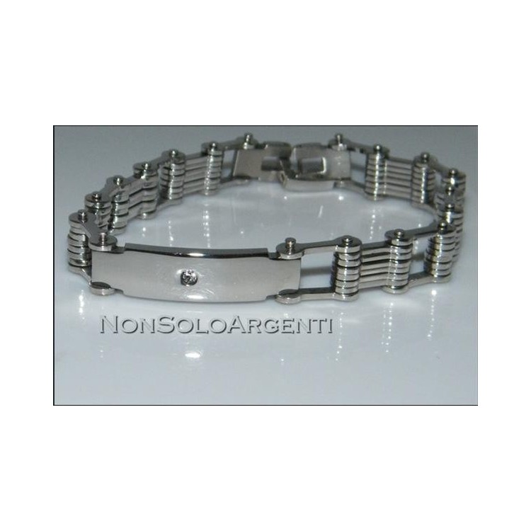 NSA|Chromed steel plate and zircon bracelet for men