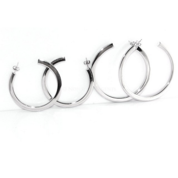 NSA|Earrings Silver 925 ITALIAN HOOP looking shiny with pin and butterfly in 2 sizes