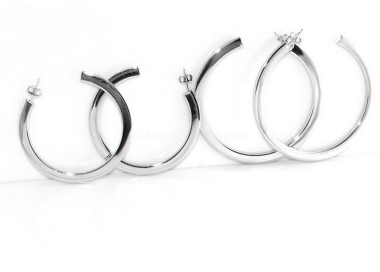 NSA|Earrings Silver 925 ITALIAN HOOP looking shiny with pin and butterfly in 2 sizes