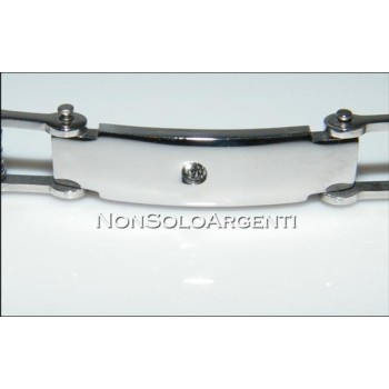 NSA|Bracciale Braccialetto Uomo o Unisex Acciaio Cromato e zircone