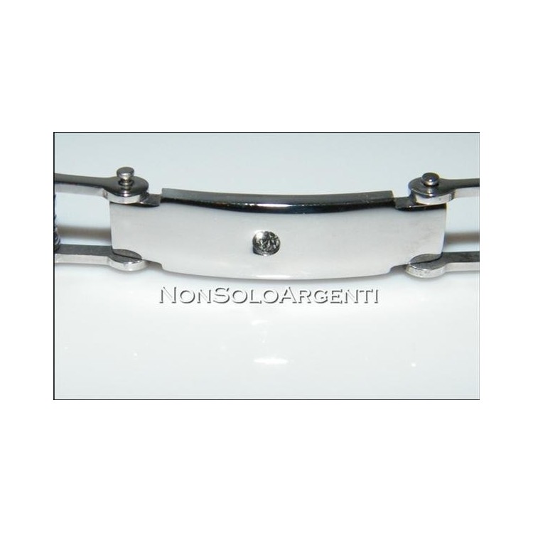 NSA|Bracciale Braccialetto Uomo o Unisex Acciaio Cromato e zircone