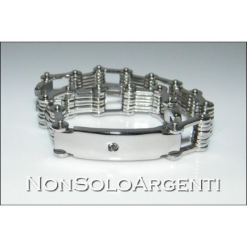NSA|Chromed steel plate and zircon bracelet for men