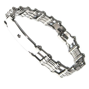NSA|Chromed steel plate and zircon bracelet for men