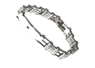 NSA|Chromed steel plate and zircon bracelet for men