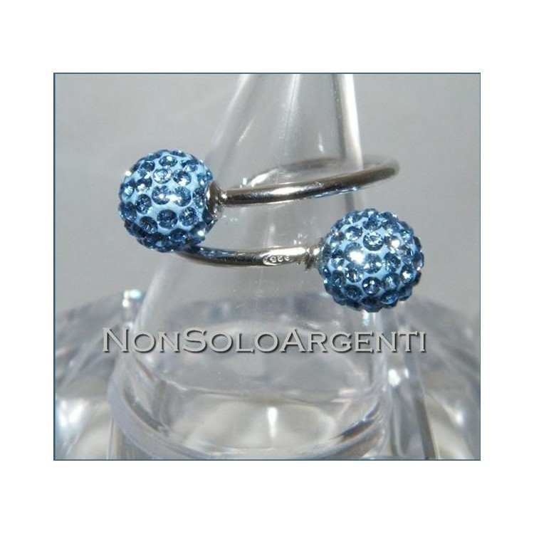 NSA|Argento 925 : Anello contrariè regolabile con sfere di zirconia Blu sapphire