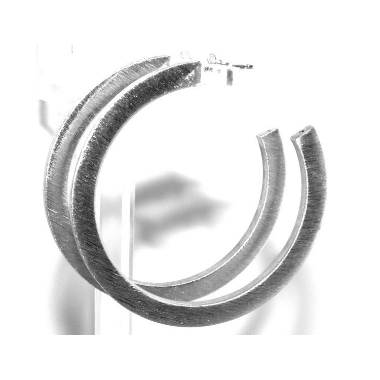 NSA|Earrings Silver 925 ITALIAN HOOP looking shiny with pin and butterfly in 2 sizes