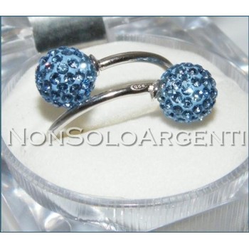 NSA|Argento 925 : Anello contrariè regolabile con sfere di zirconia Blu sapphire