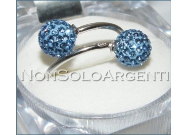 NSA|Argento 925 : Anello contrariè regolabile con sfere di zirconia Blu sapphire