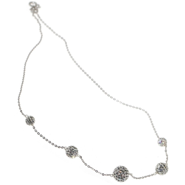 NSA|925 silver round neck necklace passing spheres of gradated zircons