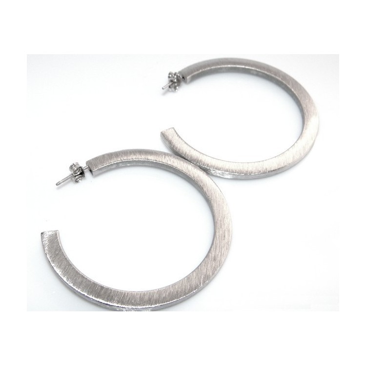 NSA|Earrings Silver 925 ITALIAN HOOP looking shiny with pin and butterfly in 2 sizes