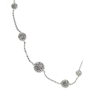 NSA|925 silver round neck necklace passing spheres of gradated zircons