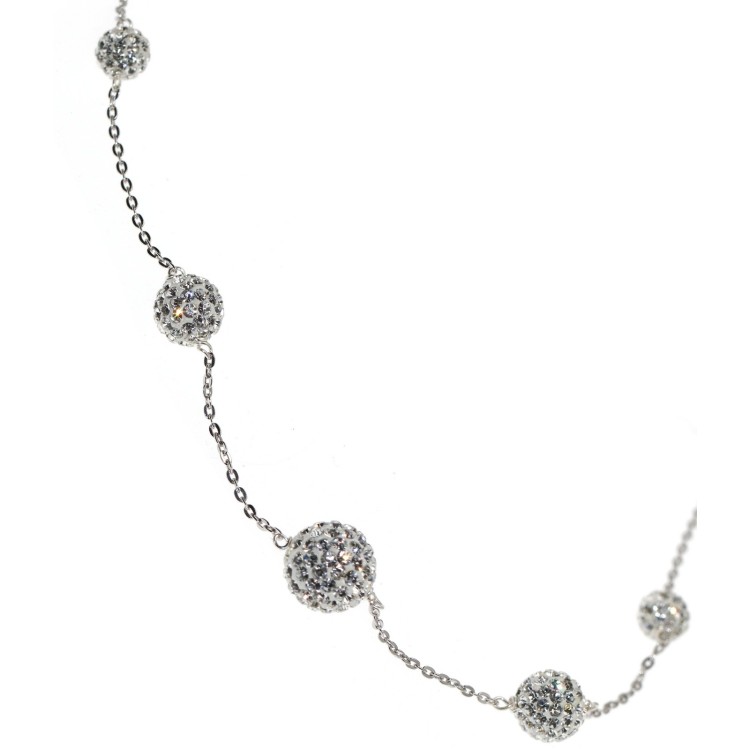 NSA|925 silver round neck necklace passing spheres of gradated zircons