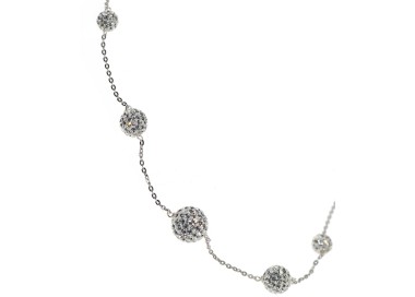 NSA|925 silver round neck necklace passing spheres of gradated zircons