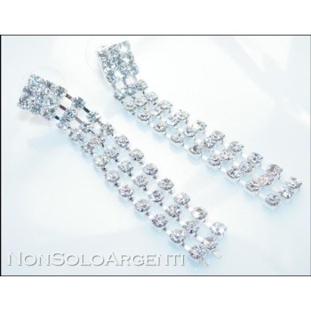 NSA|Bigiotteria : Orecchini colore Argento con tre linee di strass