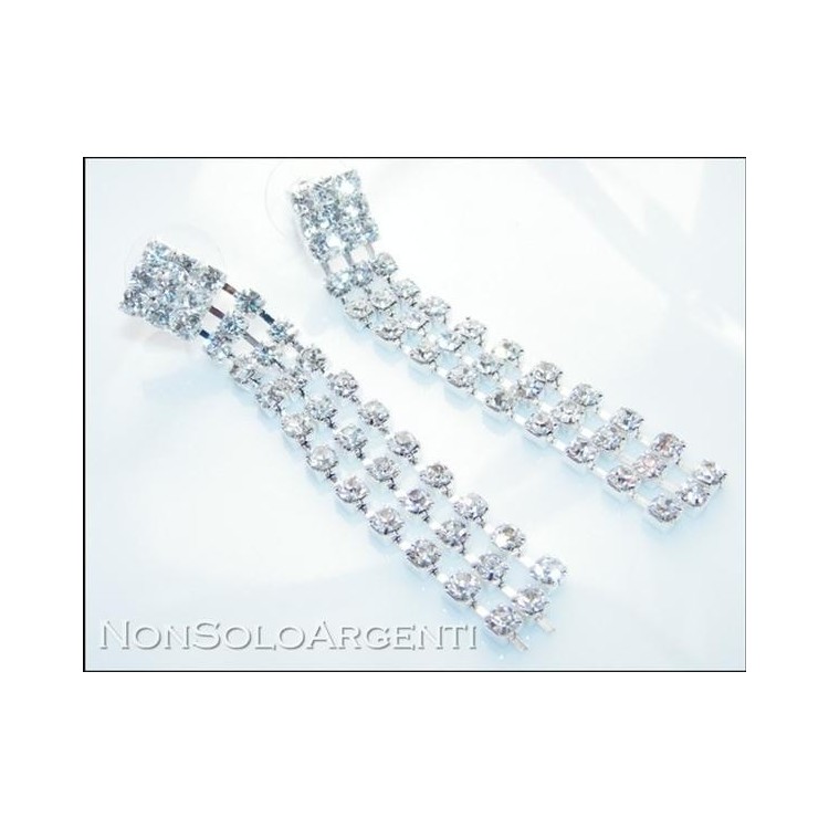 NSA|Bigiotteria : Orecchini colore Argento con tre linee di strass